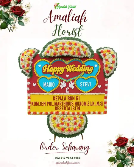 Papan Bunga Pernikahan Sengon